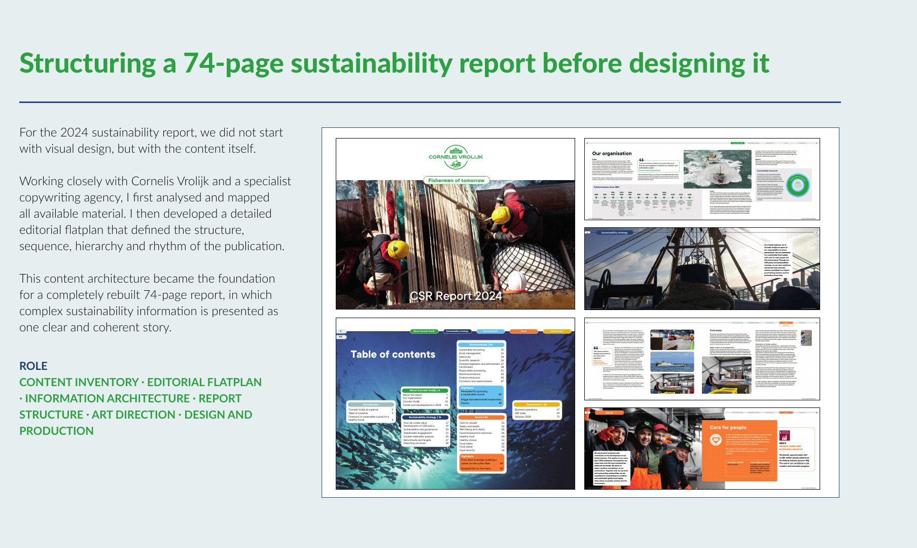Structuring a sustainability report before designing it