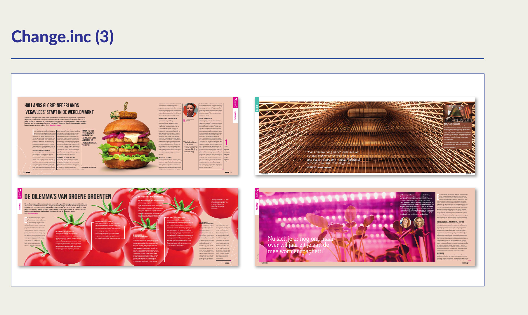 Change Inc. feature and spread design
